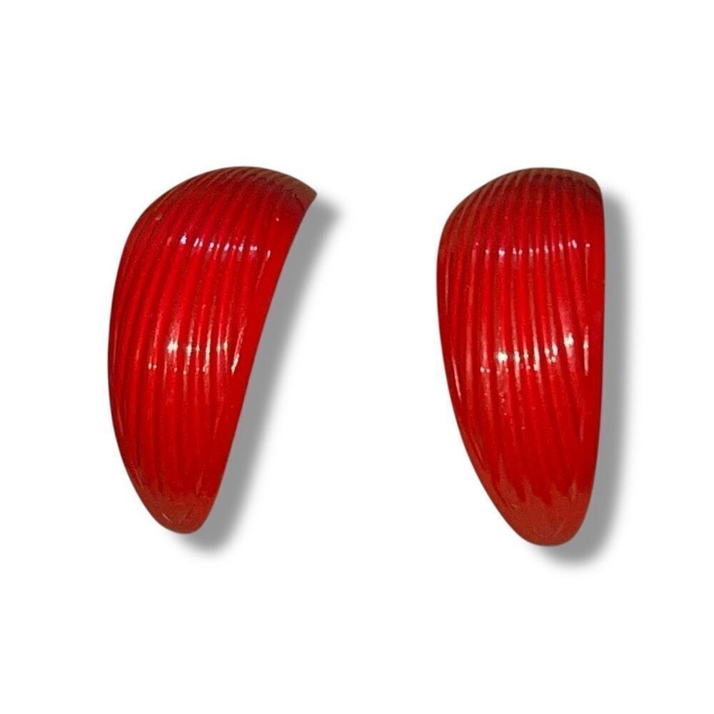 Bundle Sale 3 for $15 | Red Half Hoop Ridged Earrings
